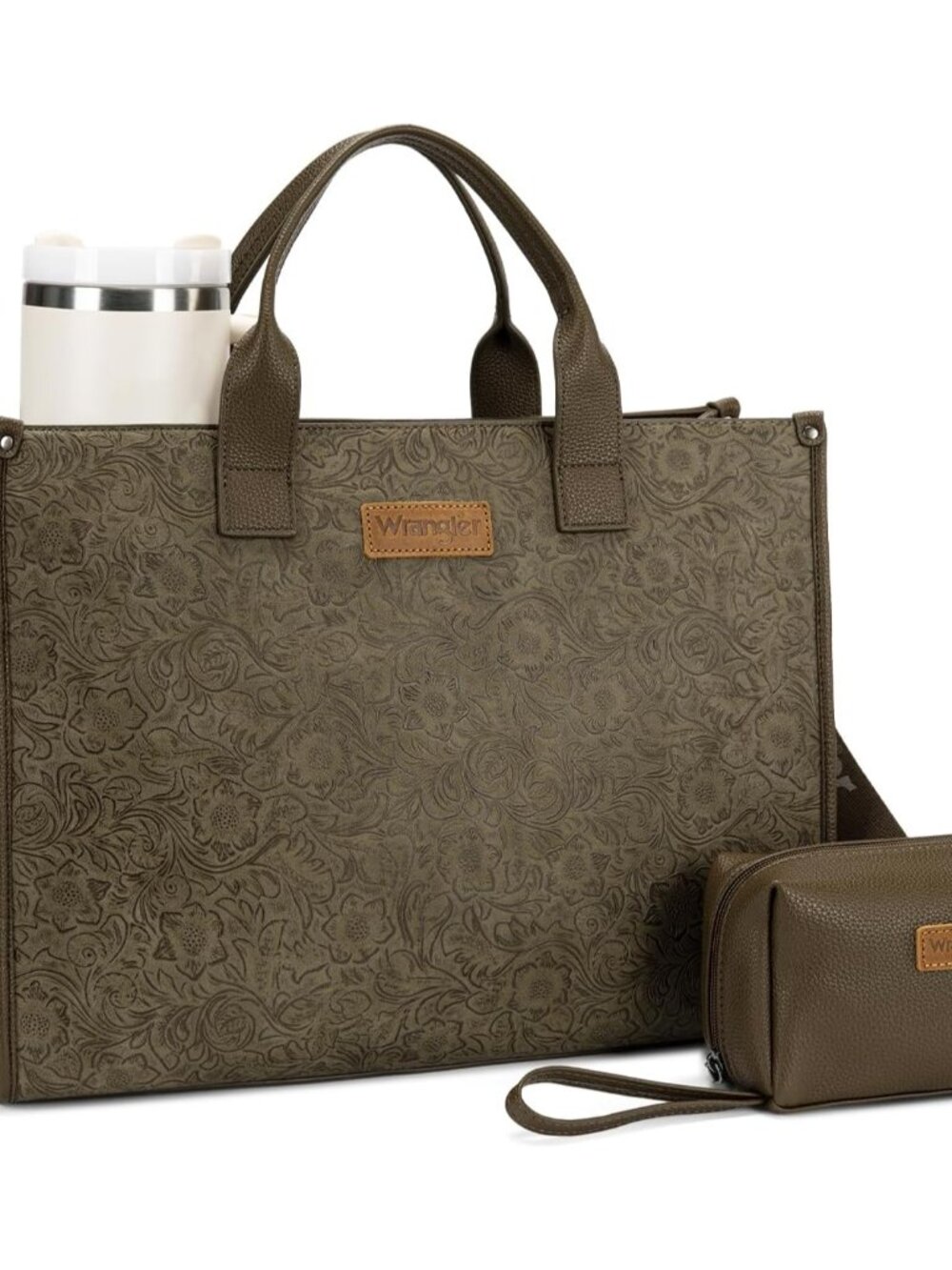 Wrangler Laptop Tote Bag for Women 15.6" Work Handbag Computer Briefcase | Leath